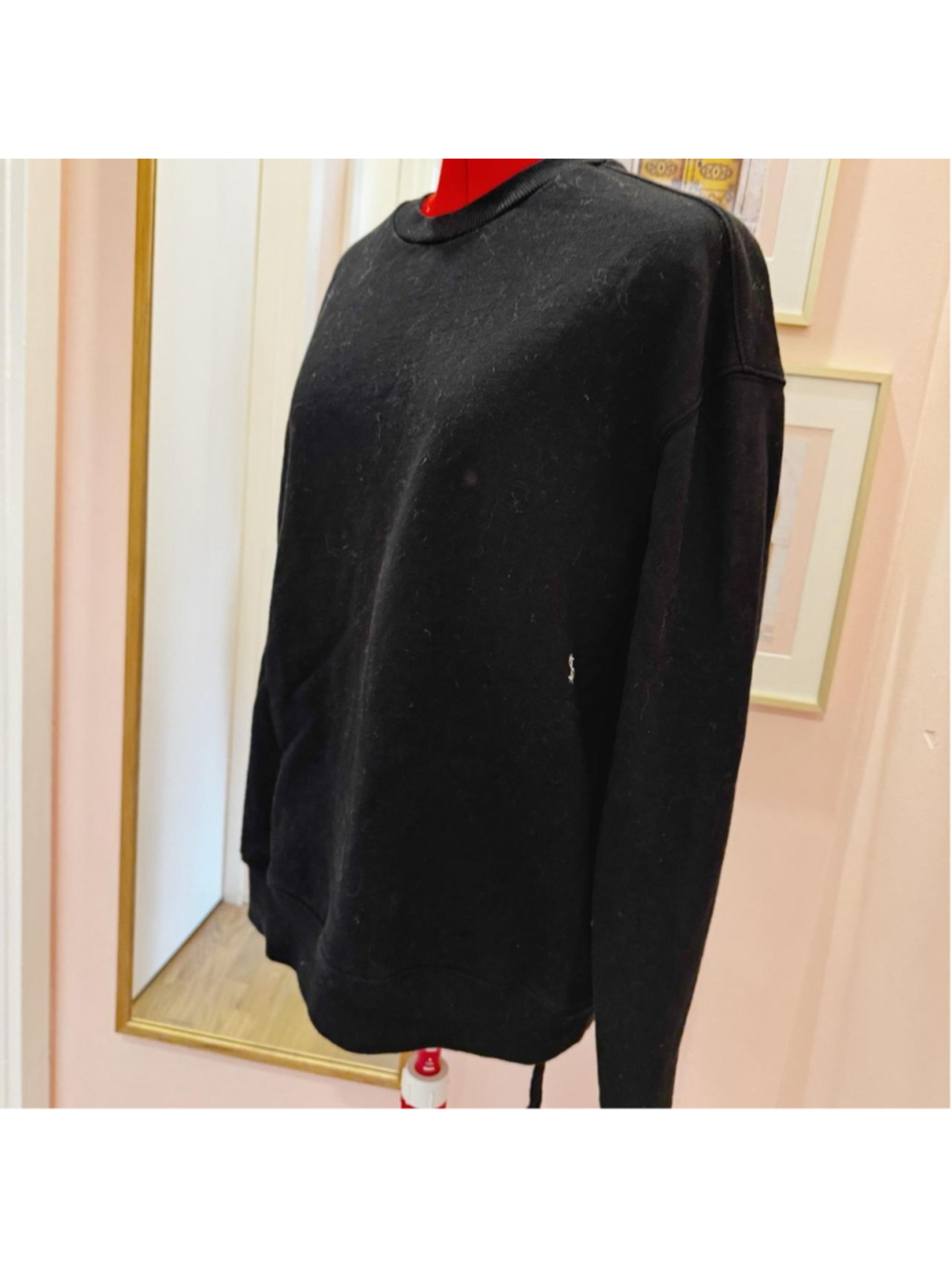 Ksubi black crewneck sweatshirt with white plus signs in a grid pattern, size S